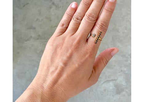 The crux Ring / Blackzircon, Black rough diamond