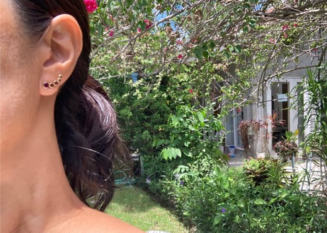 5 raindrops pierce / Garnet , tourmaline
