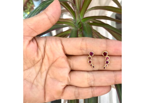 5 raindrops pierce / Garnet , tourmaline