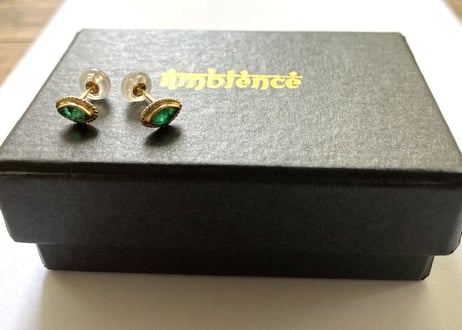 Marquise emerald pierced earring