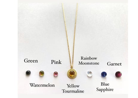One Kind 1stone sun moon necklace / Yellow tourmaline