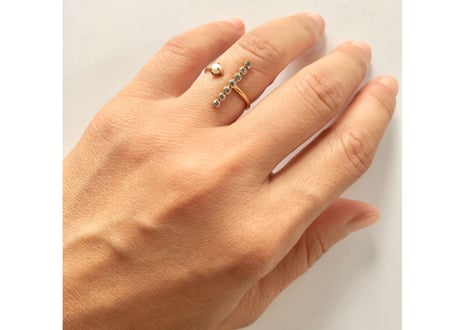 The crux ring/ white zircon, white pearl