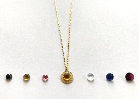 One Kind 1stone sun moon necklace / Yellow tourmaline