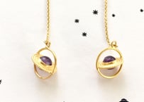 Saturn  chain pierce /Amethyst