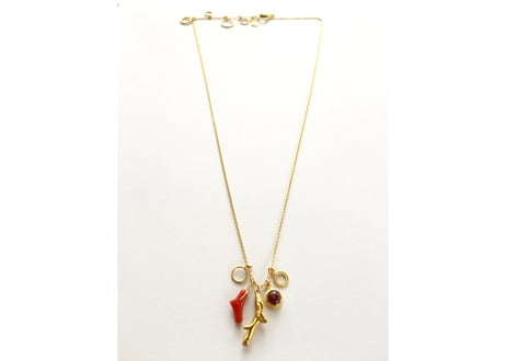 Red coral gold necklace
