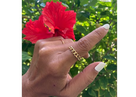 Gold flat thick chain Ring