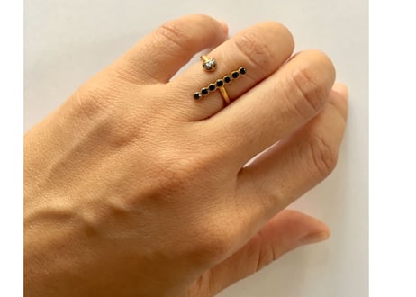 The crux Ring / Blackzircon, Black rough diamond
