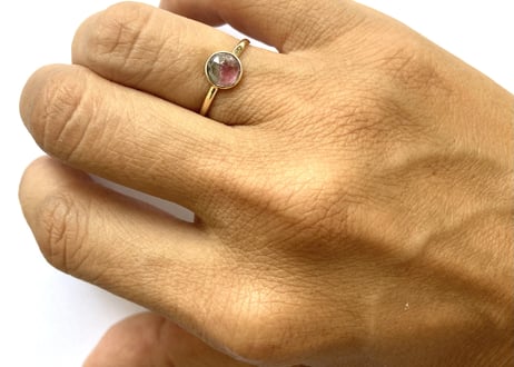 Watermelon tourmaline ring