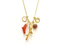 Red coral gold necklace