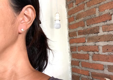 Star shine pierced earring/ pearl