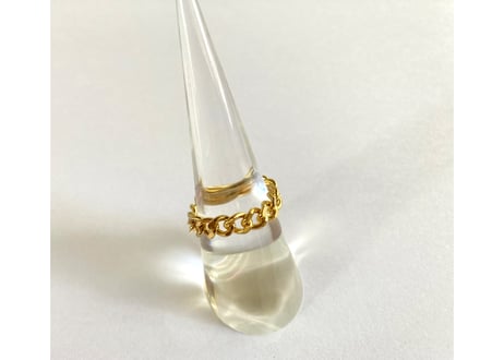 Gold flat thick chain Ring