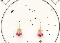3tear drops  Ruby /18ct gold pierce