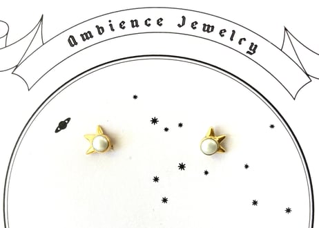 Star shine pierced earring/ pearl
