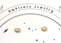 Sun moon simple studs Pierce oval / white opal