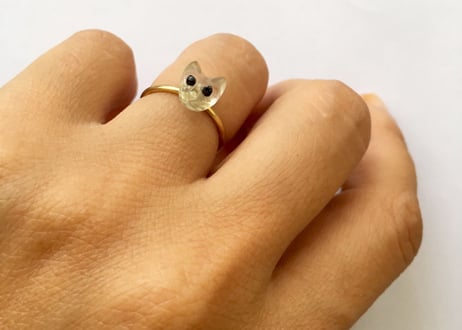Sample sale/ Kitty Catty Ring / Crystal/ Black rough Diamond
