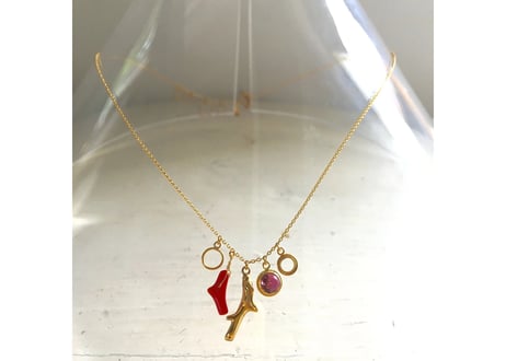 Red coral gold necklace