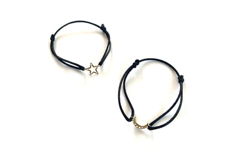 Midnight glow code bracelate / star and moon charm