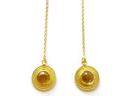 Sun moon pierce/ Yellow Tourmaline