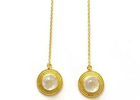 Sun moon pierce/ Rainbow moonstone