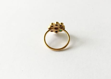 Multi color gems Ring / garnet in center