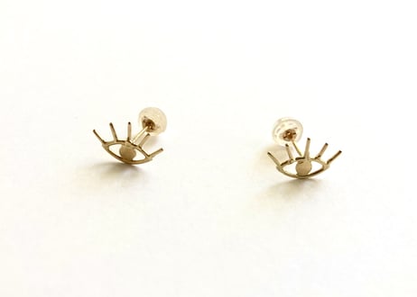 Open your eye pierced earring/ just gold