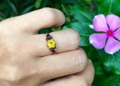 Hexagon and triangle ring