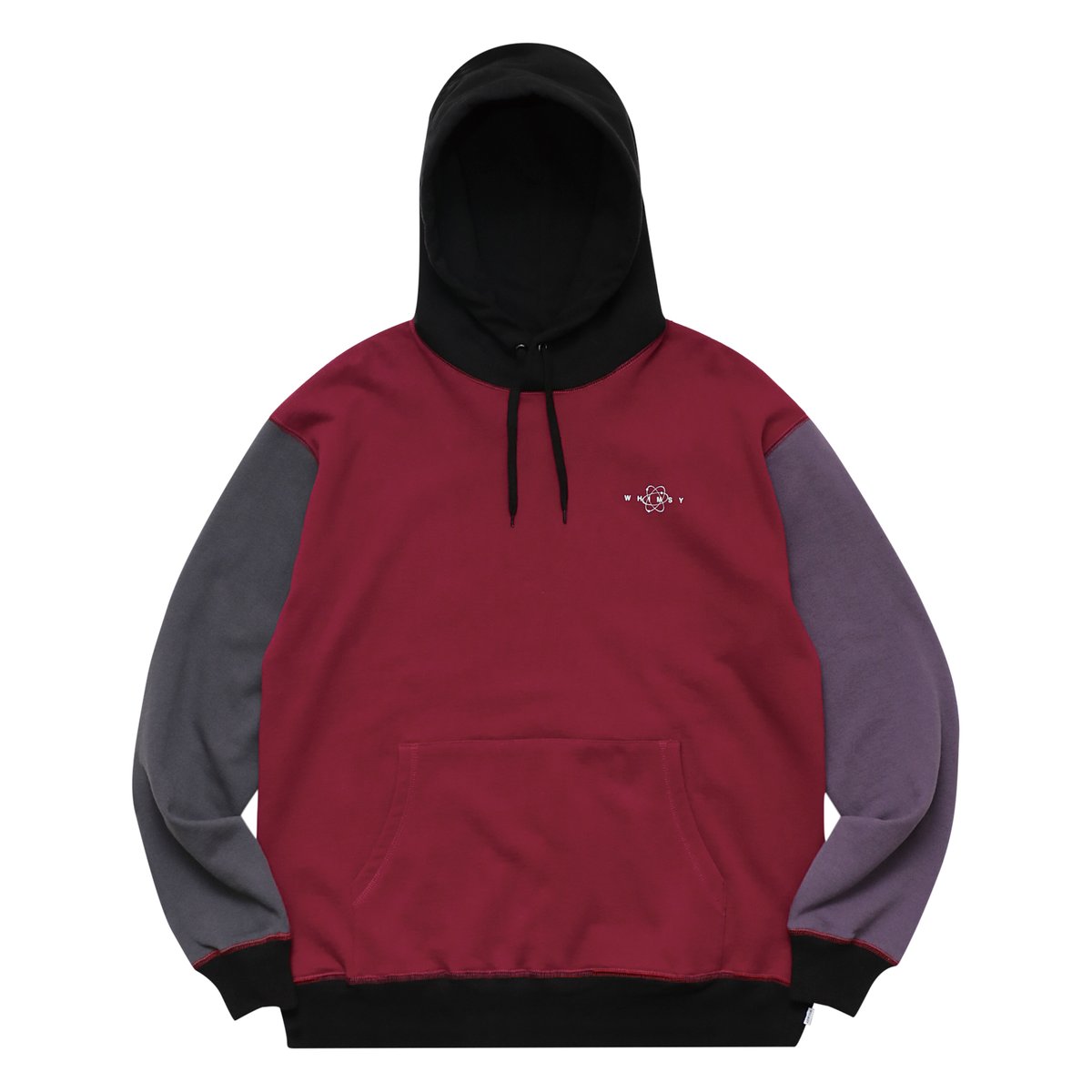 WHIMSY PANELD HOODIE BURGUNDY | HOME