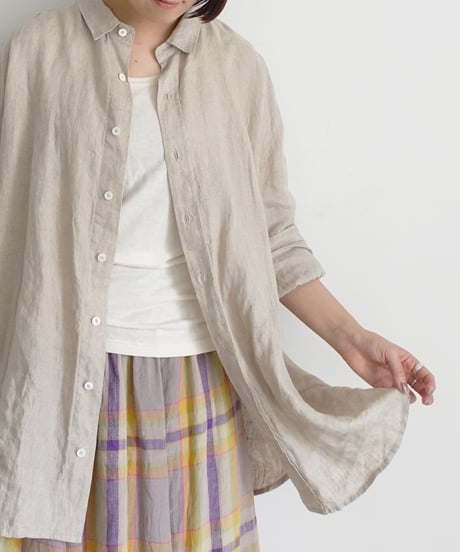 【 ONLINE LIMITED 】Antiquités 1000631 Linen Vacances Over Shirt / 2 COLORS