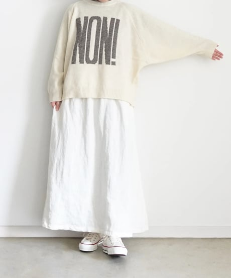 i c h i  250467・250468  Shetland Wool Knit Pullover / GRAY “OUI!”・ IVORY “NON!”