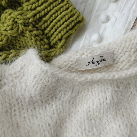 ichiAntiquités 900361 PERU Hand Knit Wool SURI Alpaca Pullover / A : NATURAL