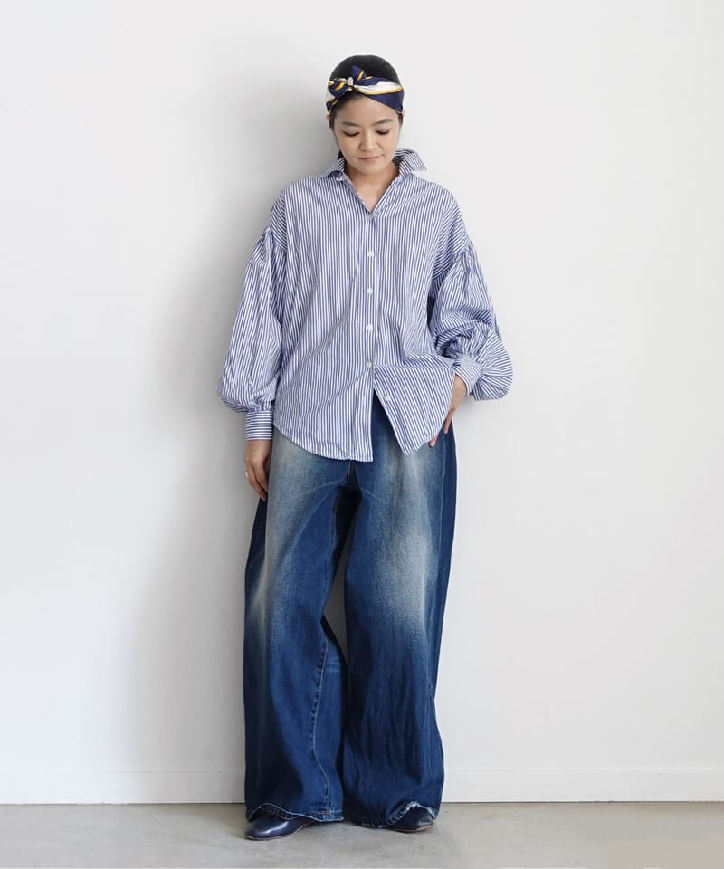 i c h i 230430 DENIM Wide Pants / B : DARK・2 