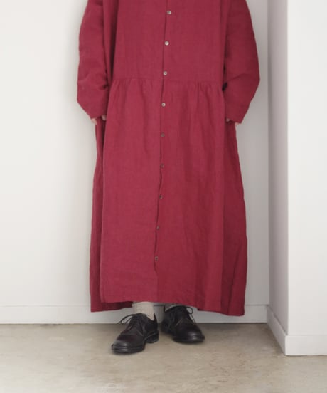 ichiAntiquités 1100302 Color Linen Shirt Dress / 2 COLORS