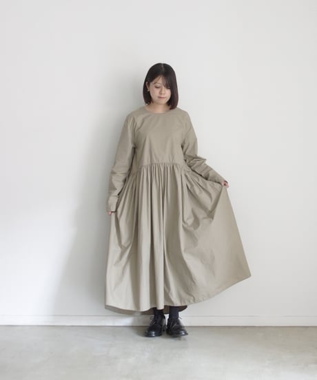 ichiAntiquités 1100316 Cotton Typewriter Gather Dress / 2 COLORS