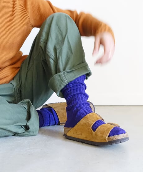LOITER L019 Linen Color Rib Socks / 3 COLORS : SMOKE PINK・ORANGE・PURPLE