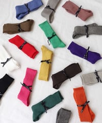 LOITER L019 Linen Color Rib Socks / 3 COLORS : WHITE・YELLOW・RED
