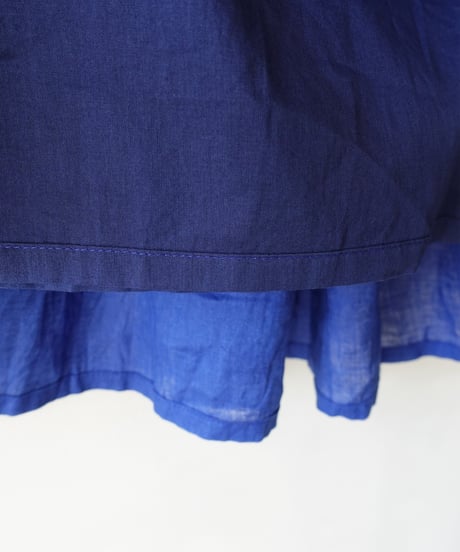 i c h i  251006 French Linen Gathered Skirt / D : BLUE