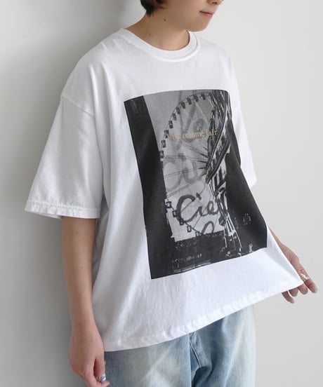 i c h i  250149  "Libre Comme l'Air" Ferris Wheel Pigment Over T Shirt / 2 COLORS