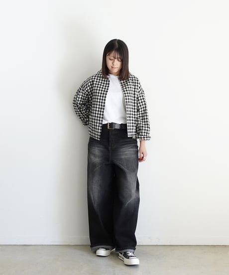 i c h i  230430  DENIM Wide Pants / D : BLACK・2 size