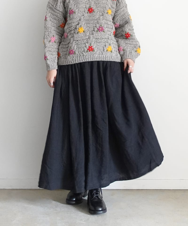 完売！現行品Antiquités noirLinen Gather Skirt LIMITED COLLECTION 】Antiquités noir 800406 L