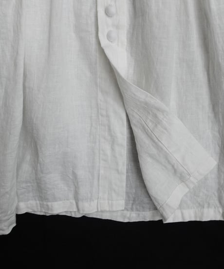 ichiAntiquités 1100913  French Linen Band Collar Tuck Shirt / 3 COLORS