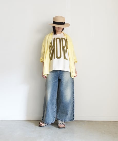i c h i  230430  DENIM Wide Pants / A : LIGHT・2 size