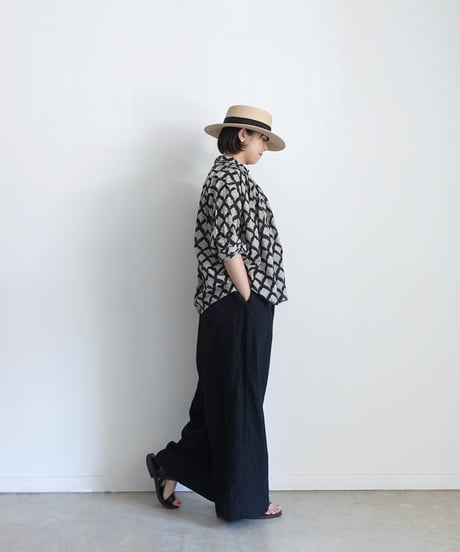 ichiAntiquités 801134  Vintage Linen Relax Pants / C : BLACK