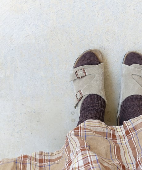 LOITER L019 Linen Color Rib Socks / 4 COLORS : GREEN・BLUE・GRAY・CHOCOLATE