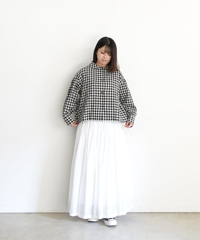 i c h i 250707 Cotton Linen Gingham Shirt / B: