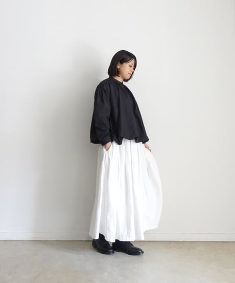 i c h i  250422 Cotton Balloon Shirt / D : BLACK