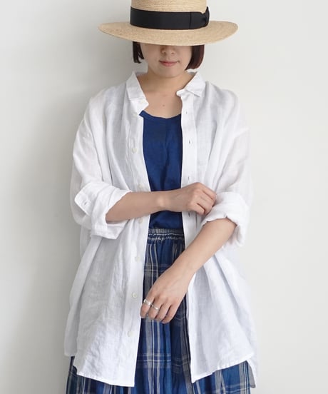 【 ONLINE LIMITED 】Antiquités 1000631 Linen Vacances Over Shirt / 2 COLORS