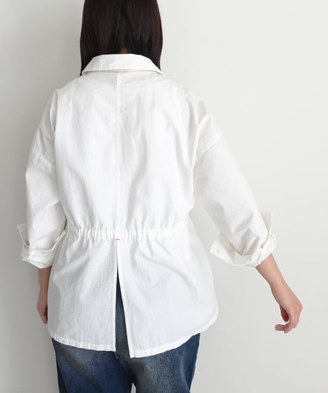 i c h i  251038 Ripstop Cotton Shirt Jacket / A : WHITE