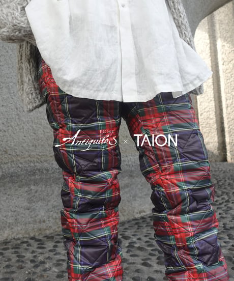 【 LIMITED COLLAB 】ichiAntiquités×TAION 1100366 Down Pants / BLACK TARTAN