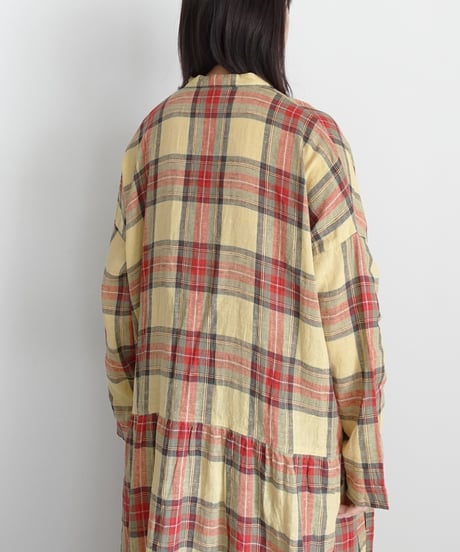ichiAntiquités 1100902 Linen Cotton Tartan Check Shirt Dress / 3 COLORS
