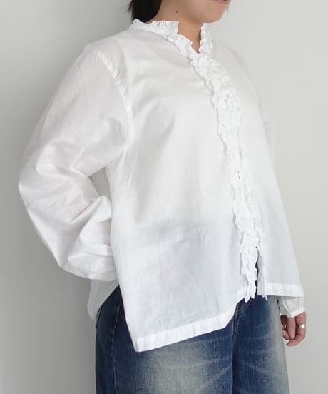 i c h i  251213  Denim Frill Shirt / 2 COLORS